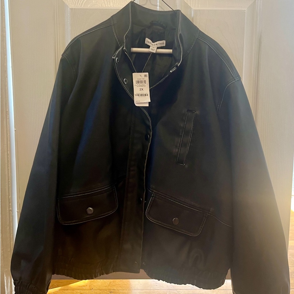 Black Bomber Jacket with Utilitarian Design